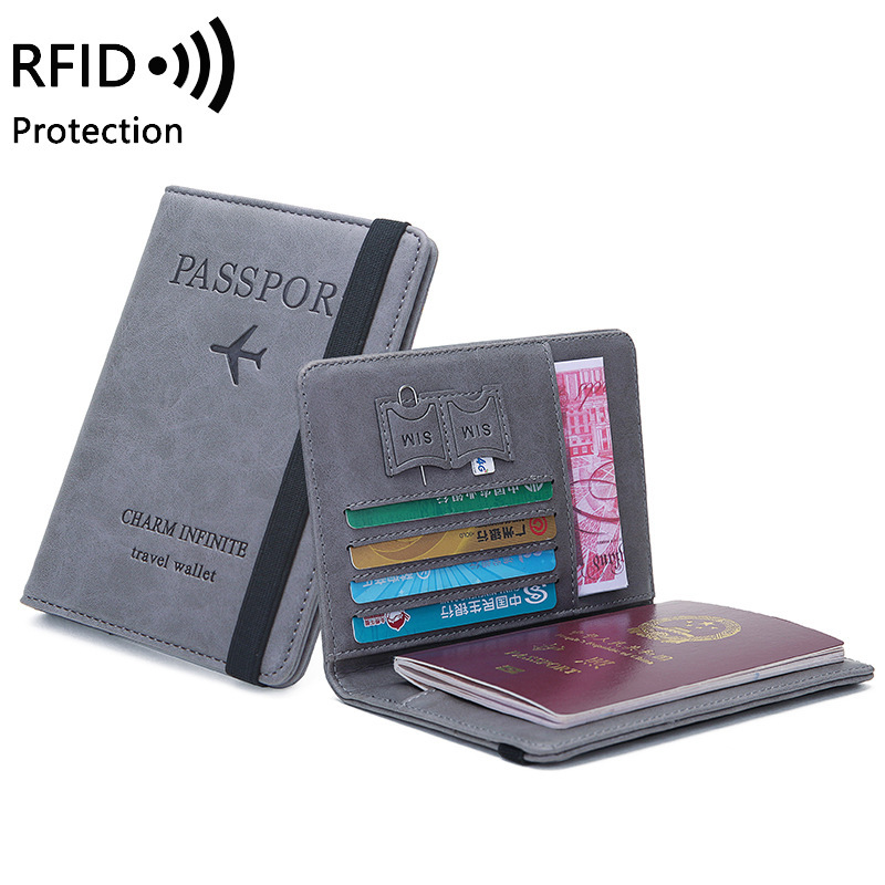 Leather Passport Cover - Porta-passaporte unissex em couro PU –