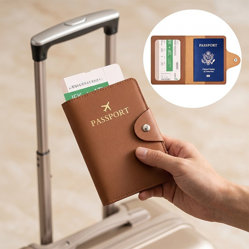 Leather Passport Cover - Elegante capa para passaporte em couro