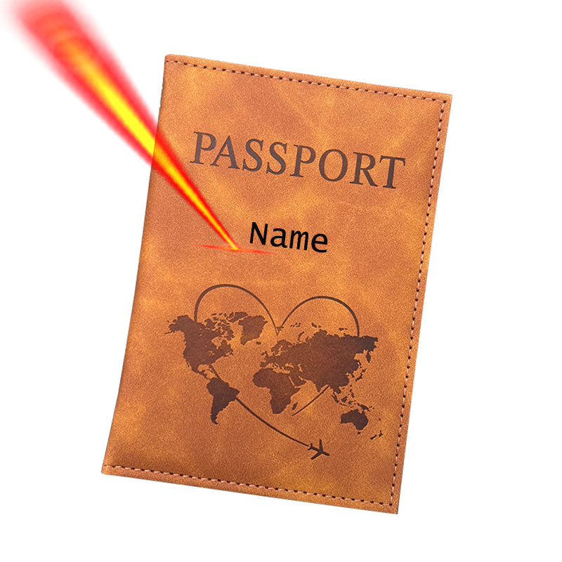 Leather Passport Cover - Nome personalizado porta-passaporte carteira de viagem